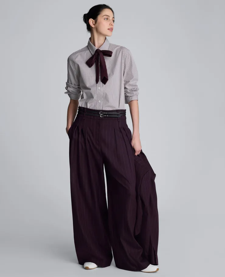 Pinstripe Wide Leg Double Belted Pant>Kenneth Cole Best