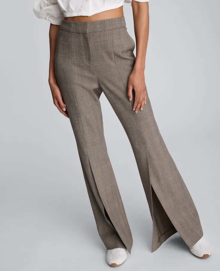 Plaid High Rise Split Front Flare Leg Pant>Kenneth Cole Discount