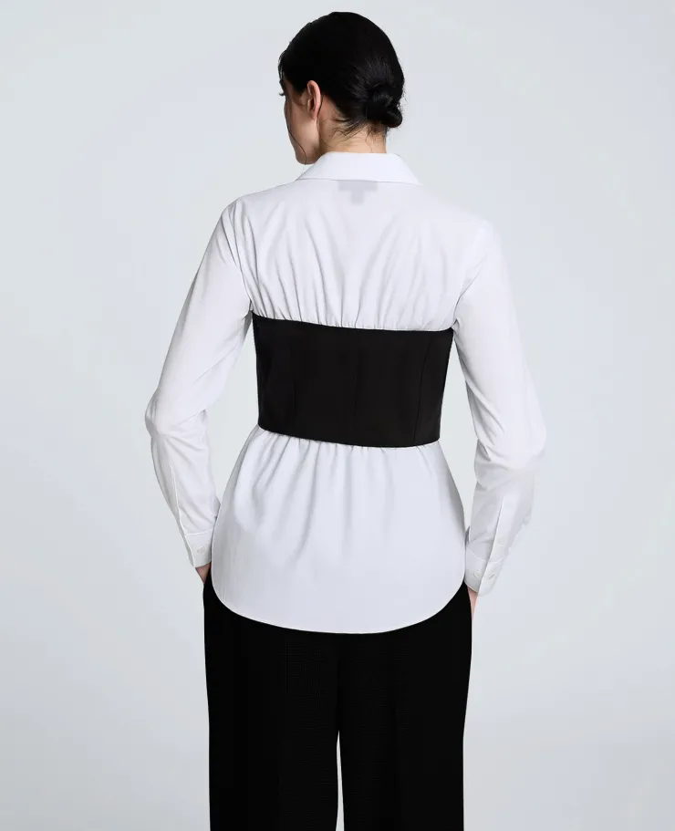 Poplin Long Sleeve Shirt with Bustier>Kenneth Cole Sale
