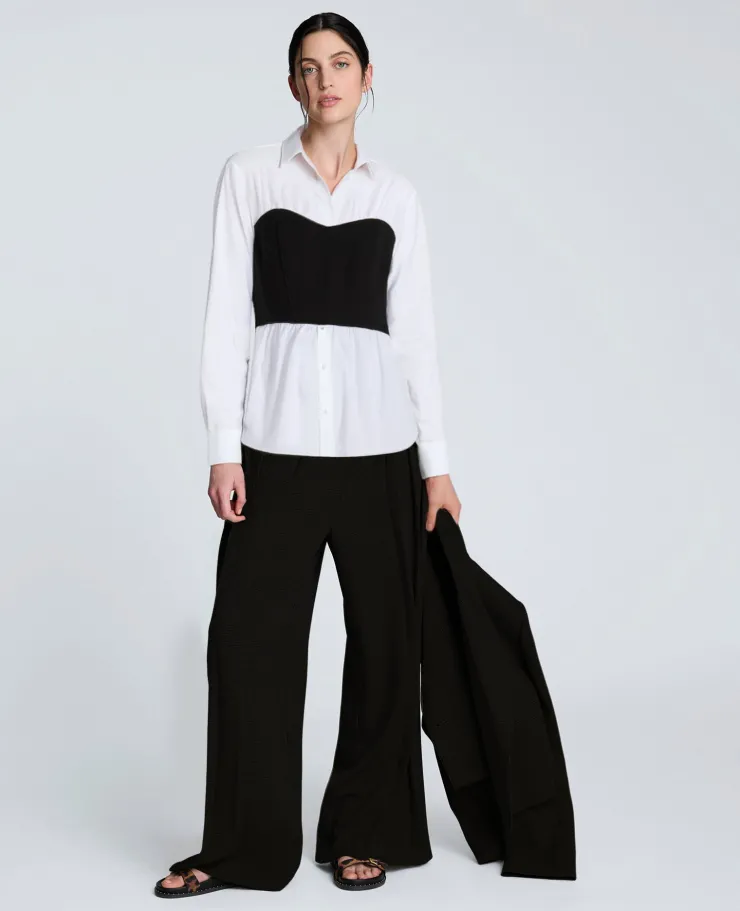 Poplin Long Sleeve Shirt with Bustier>Kenneth Cole Sale