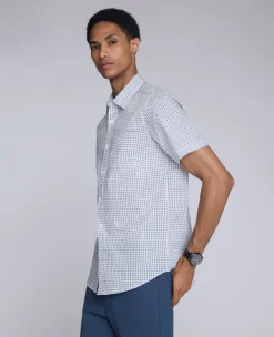 Printed Short Sleeve Pocket Button-Down Shirt><noscript><img width=