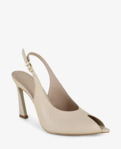 Priya Leather Peep-Toe Slingback Heel><noscript><img width=