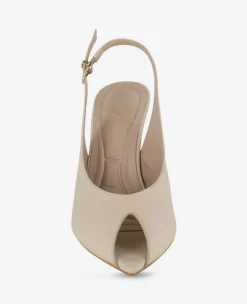 Priya Leather Peep-Toe Slingback Heel><noscript><img width=