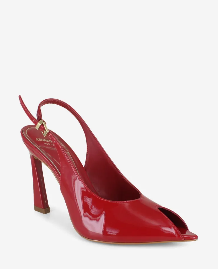 Priya Patent Peep-Toe Slingback Heel>Kenneth Cole Outlet