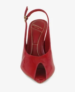 Priya Patent Peep-Toe Slingback Heel><noscript><img width=