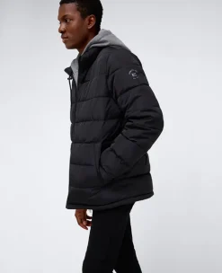 Puffer with Attached Jersey Hood><noscript><img width=