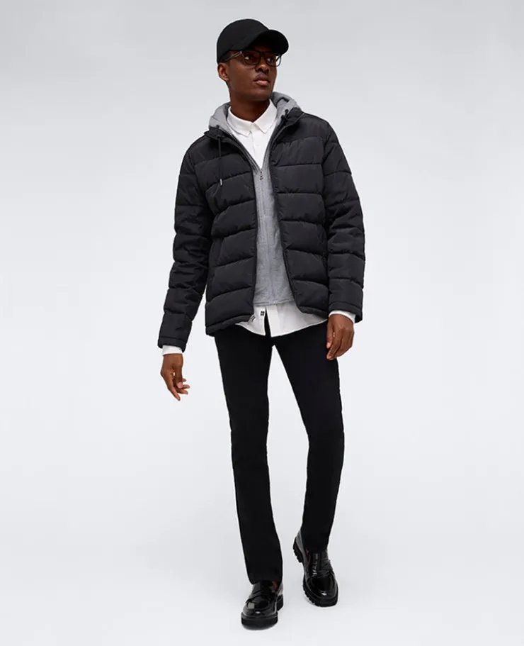 Puffer with Attached Jersey Hood>Kenneth Cole New