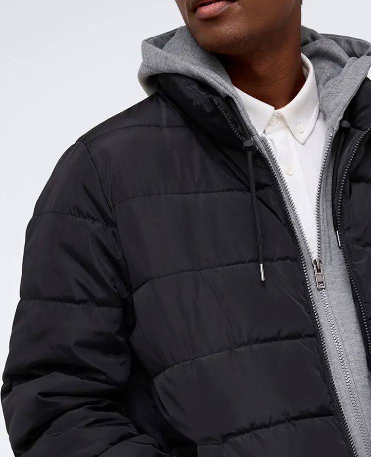 Puffer with Attached Jersey Hood>Kenneth Cole New