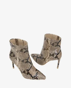 Quincy Snakeskin Leather Heel Ankle Bootie><noscript><img width=