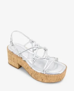 REACTION - Essa Metallic Cork Platform Sandal><noscript><img width=