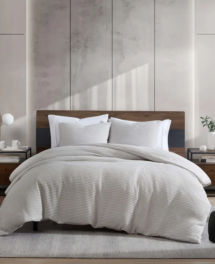Reversible Solid Waffle Duvet Cover Set>Kenneth Cole Sale