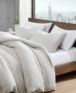 Reversible Solid Waffle Duvet Cover Set><noscript><img width=