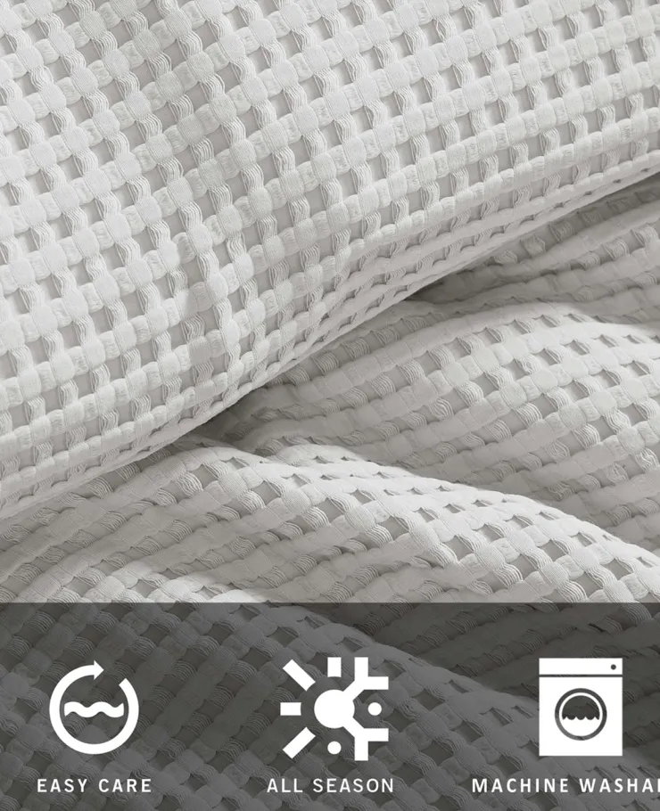 Reversible Solid Waffle Duvet Cover Set>Kenneth Cole Sale