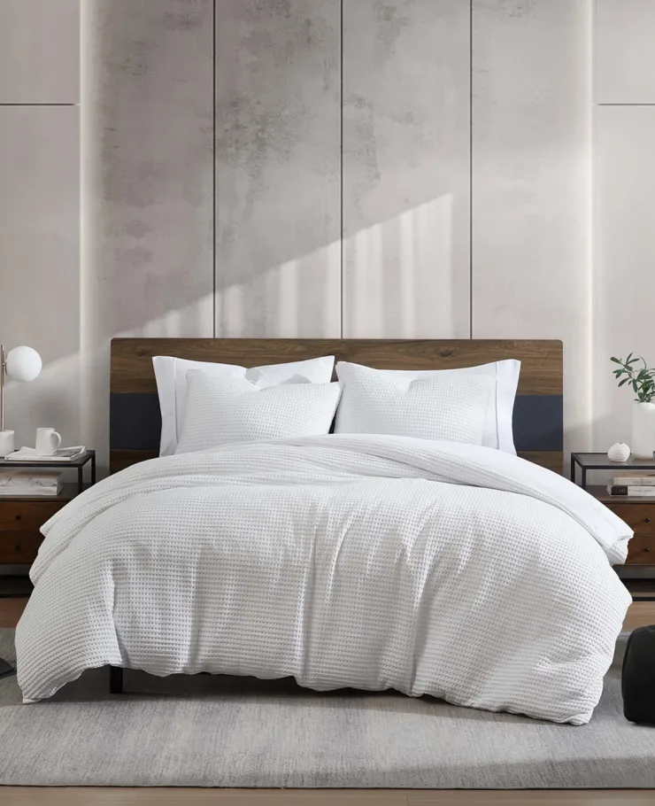 Reversible Solid Waffle Duvet Cover Set>Kenneth Cole Sale