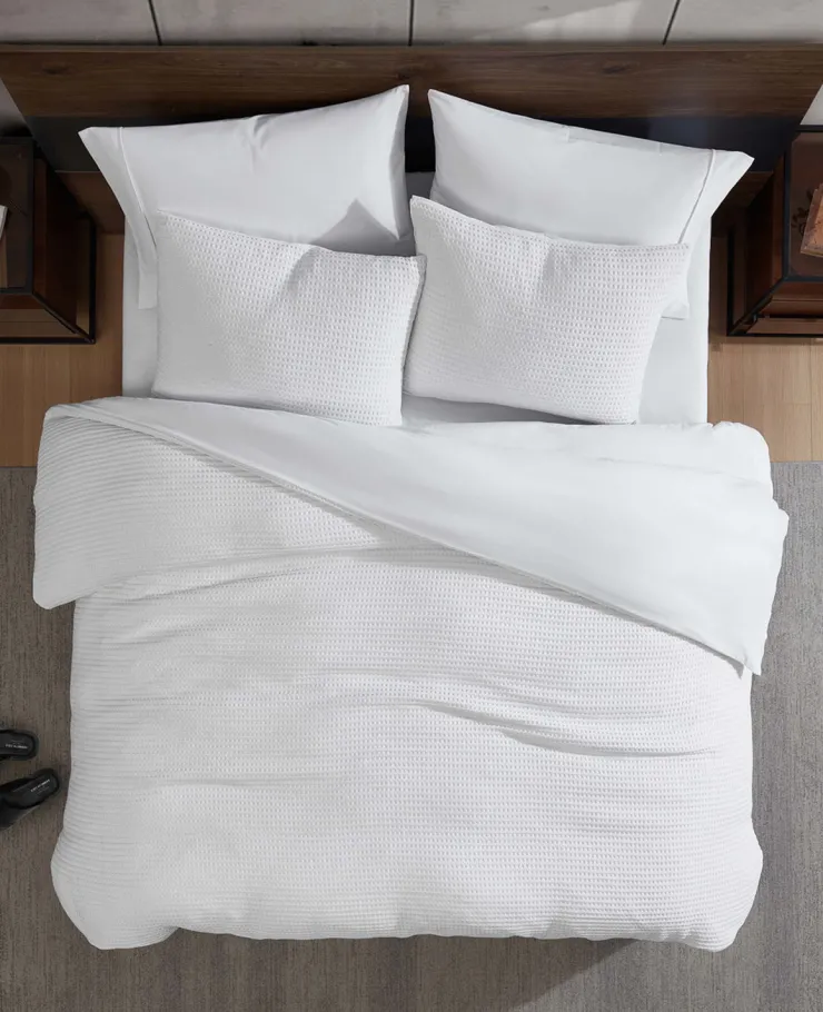 Reversible Solid Waffle Duvet Cover Set>Kenneth Cole Sale