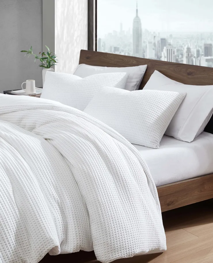 Reversible Solid Waffle Duvet Cover Set>Kenneth Cole Sale