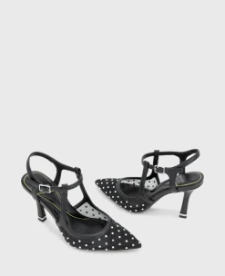 Romi Mesh Micro Stud Ankle Slingback Heel><noscript><img width=