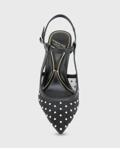 Romi Mesh Micro Stud Ankle Slingback Heel><noscript><img width=