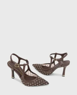 Romi Mesh Micro Stud Ankle Slingback Heel><noscript><img width=