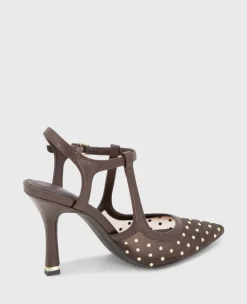Romi Mesh Micro Stud Ankle Slingback Heel><noscript><img width=