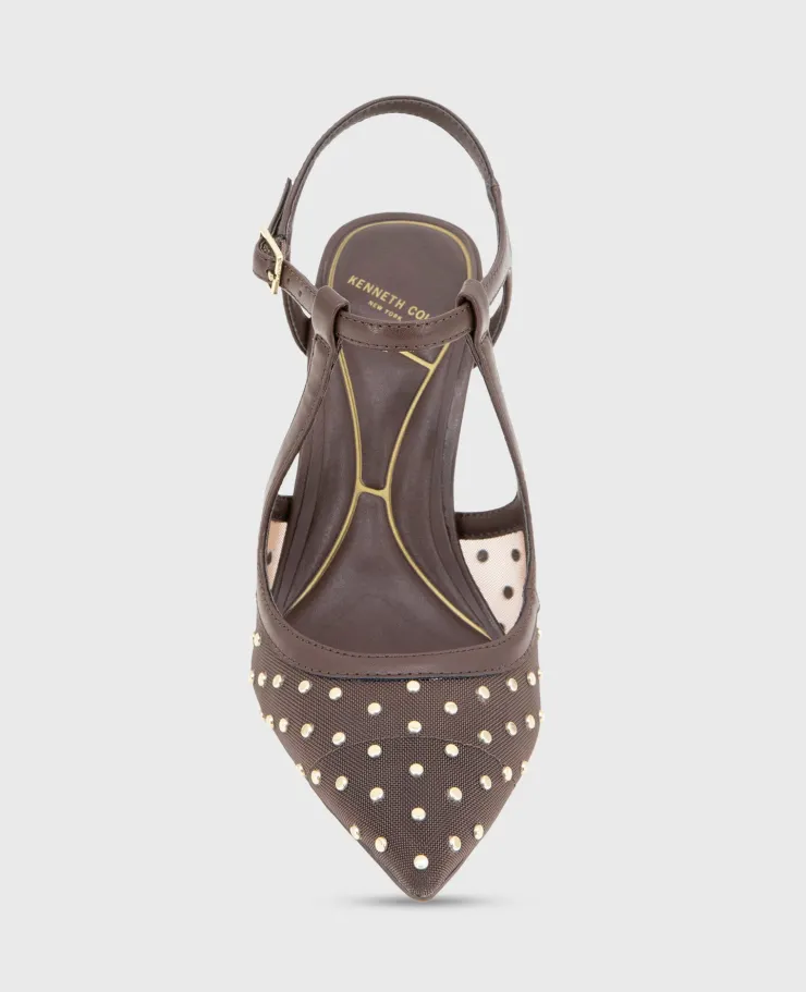 Romi Mesh Micro Stud Ankle Slingback Heel>Kenneth Cole Online