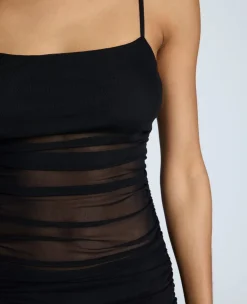 Rouched Mesh Maxi Dress><noscript><img width=