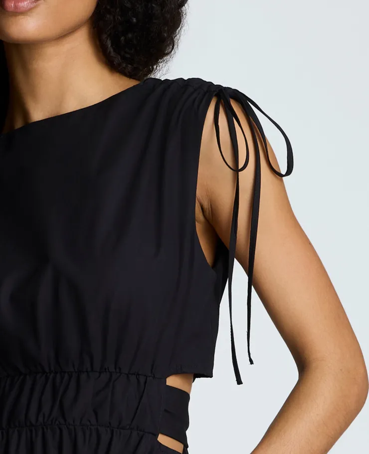 Rouched Waist Midi Dress with Tie Shoulders>Kenneth Cole New