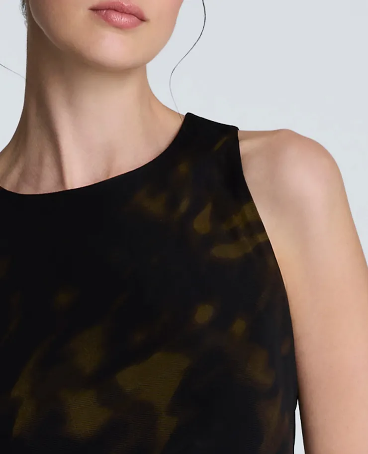 Sandra Side Ruched Asymmetrical Mesh Tank Dress>Kenneth Cole Clearance