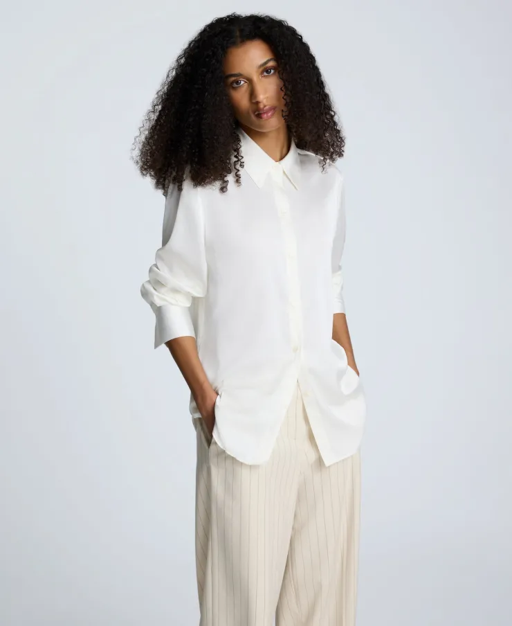 Satin Button Front Blouse>Kenneth Cole Online