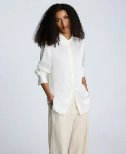 Satin Button Front Blouse>Kenneth Cole Online