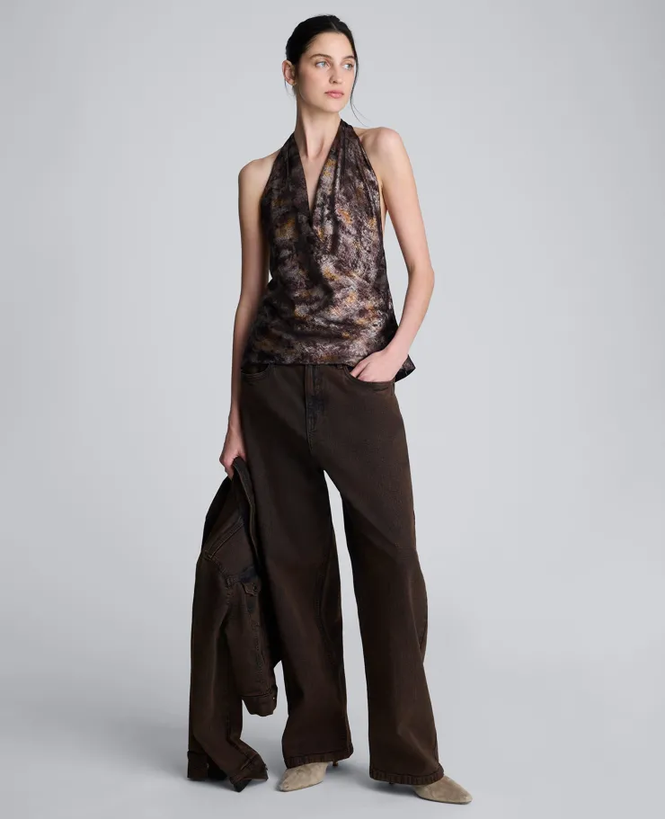 Satin Crossover Halter Blouse>Kenneth Cole Clearance