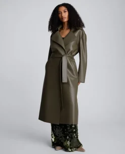 Seamed Vegan Leather Trench Jacket>Kenneth Cole Sale
