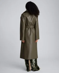 Seamed Vegan Leather Trench Jacket><noscript><img width=