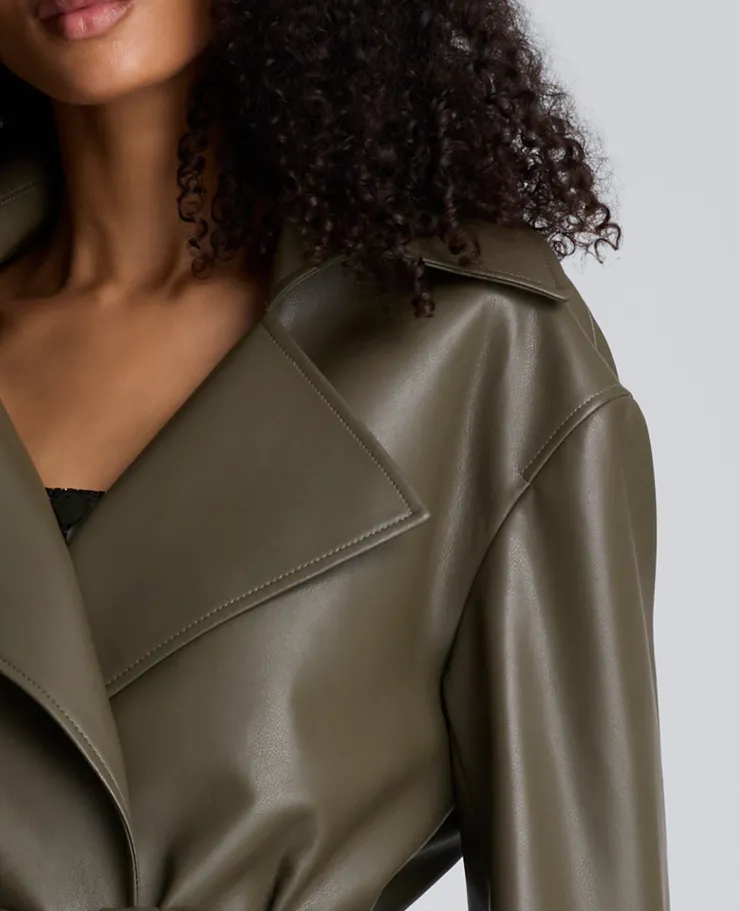 Seamed Vegan Leather Trench Jacket>Kenneth Cole Sale