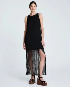Shift Knit Dress with Fringe Hem Detail>Kenneth Cole Online
