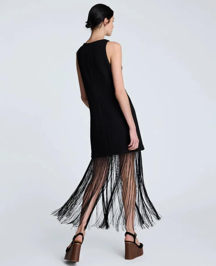 Shift Knit Dress with Fringe Hem Detail>Kenneth Cole Online