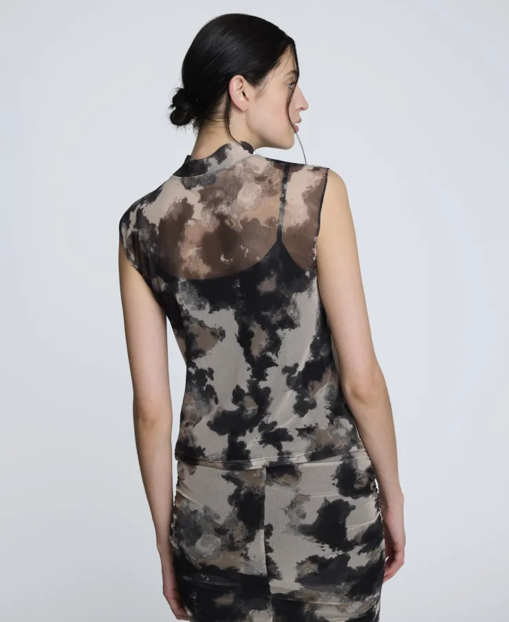 Side Rouched Printed Mesh Dress>Kenneth Cole Clearance