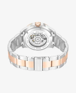 Skeleton Automatic Black Contrast Dial Two Tone Bracelet Watch><noscript><img width=