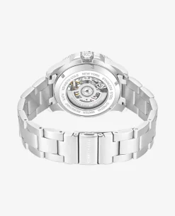 Skeleton Automatic Blue Contrast Dial Bracelet Watch><noscript><img width=