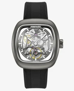 Skeleton Automatic Bracelet Watch with 3-Strap Set><noscript><img width=