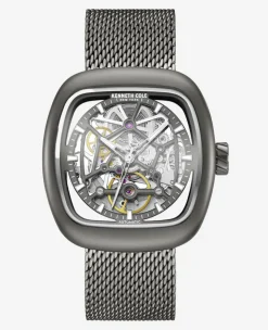 Skeleton Automatic Bracelet Watch with 3-Strap Set><noscript><img width=