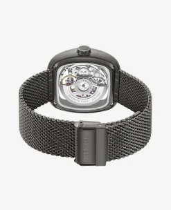 Skeleton Automatic Bracelet Watch with 3-Strap Set><noscript><img width=