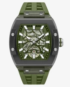 Skeleton Automatic Silicone Strap Watch>Kenneth Cole Outlet