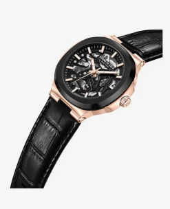 Skeleton Automatic Leather Strap Watch><noscript><img width=