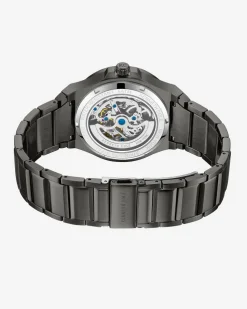 Skeleton Automatic Tinged Glass Bracelet Watch><noscript><img width=