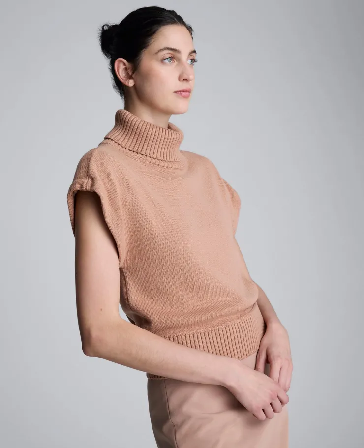 Sleeveless Mockneck Sweater with Shoulder Pads>Kenneth Cole Outlet