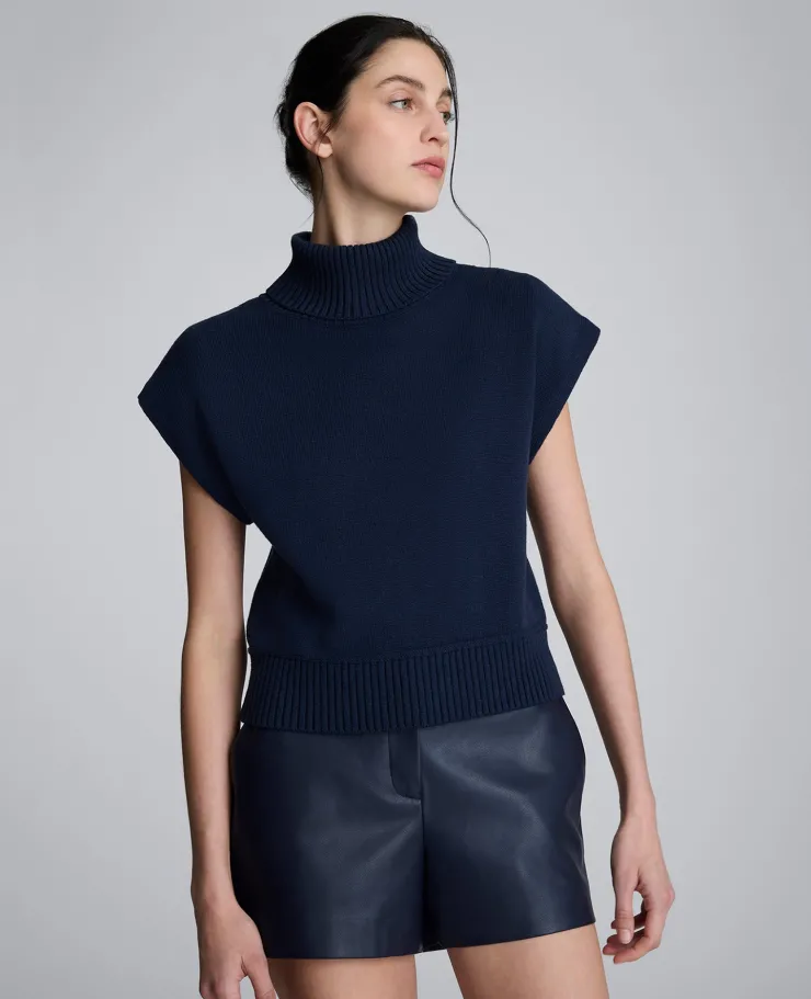 Sleeveless Mockneck Sweater with Shoulder Pads>Kenneth Cole Best