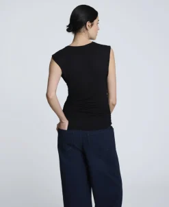 Sleeveless Side Rouched Knit Top><noscript><img width=