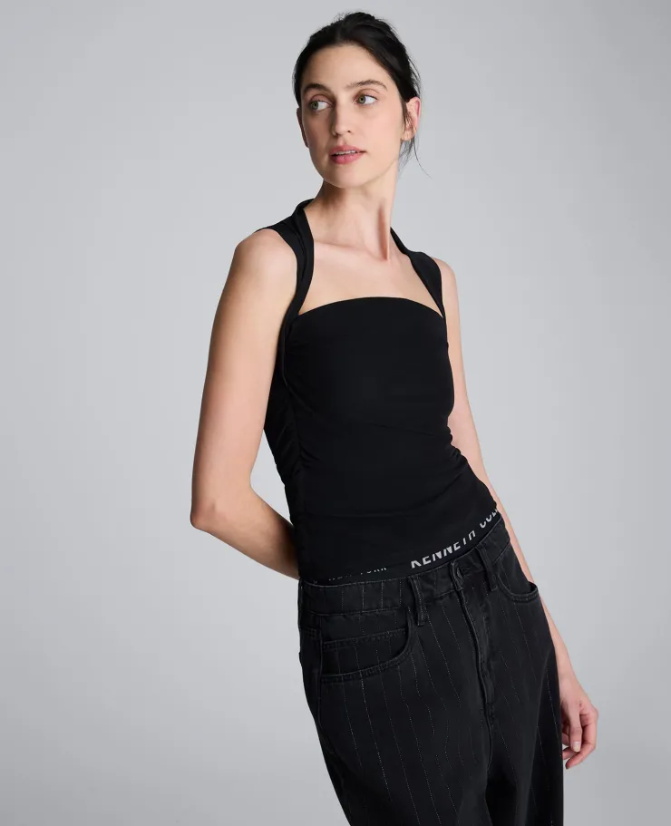 Sleeveless Square Neck Knit Mesh Top>Kenneth Cole Best