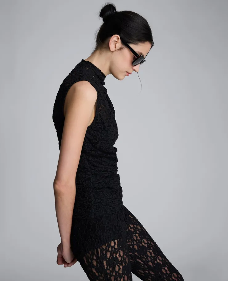 Sleeveless Stretch Lace Mock Neck Top>Kenneth Cole Discount